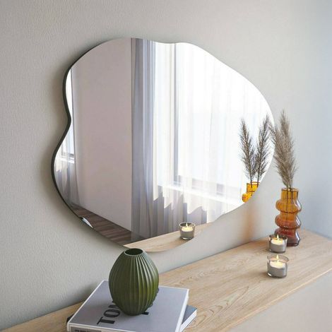 Dmora - Espejito Phact, Espejo, Objeto de decoración de pared, Decoración de espejo, 60x2h85 cm, Negro, con embalaje reforzado (1/5)