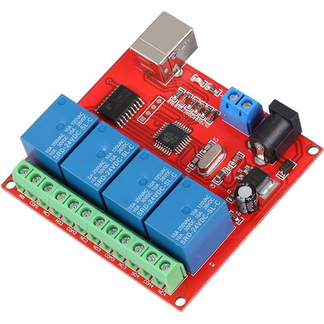 Contrôleur Relais USB 4 Canaux 24V pour PC - Module Commande Intelligente (1/5)