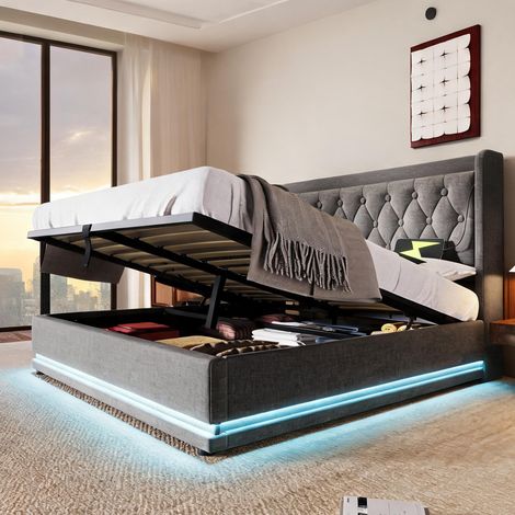 Matelas coloris gris en coton 210 x 150 x 101 cm (1/5)