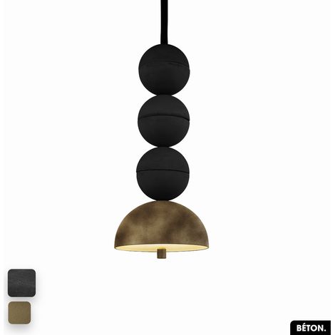 Lampe de suspension en béton velours - BOSFOR CONCRETE VELVET NOIR - PEYOTE 3 BALLES LED 14W (1/2)