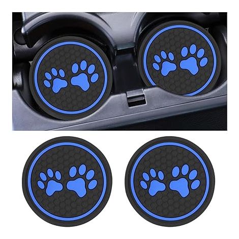 SHINING HOUSE2 Pièces Tapis Porte-gobelet Universels pour Voiture, Porte-gobelet Anti-dérapant en Silicone pour Voiture, Porte-gobelet à Motif de Griffe, Accessoires intérieurs de Voiture (Bleu)