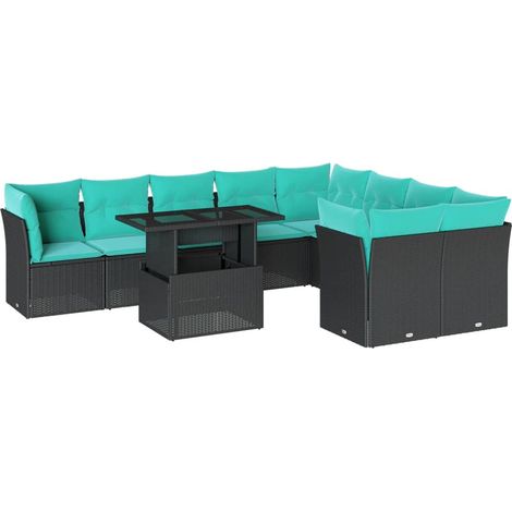 Maison Exclusive - 10-teiliges Gartensofa-Set mit Kissen, schwarz (1/5)