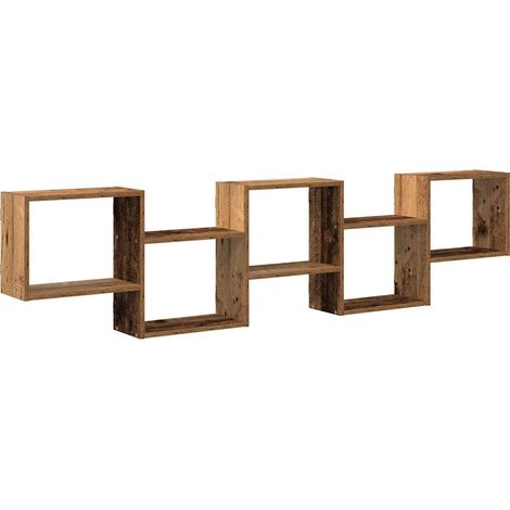 Étagère cube murale,Étagère flottante 5 compartiments vieux bois bois ingénierie CFW55958 (1/5)