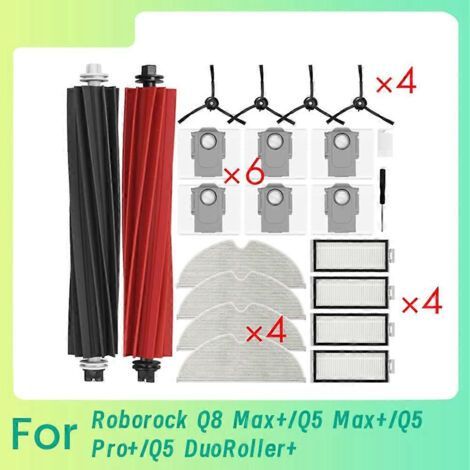 Accessoires pour aspirateurs Roborock Q8 Max+/Q5 Max+/Q5 Pro+/Q5 DuoRoller+ : brosse latérale, filtre, lingette de nettoyage et sac à poussière (1/5)