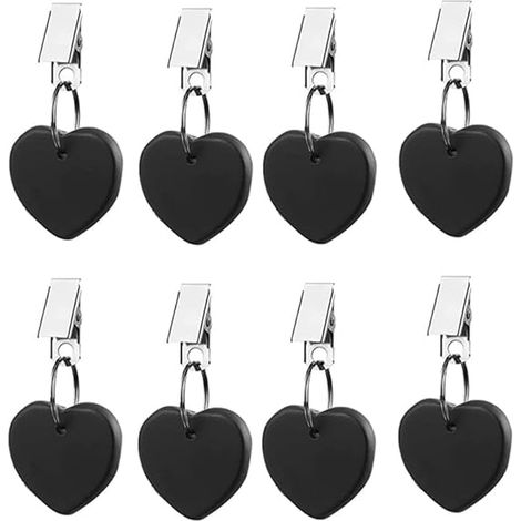 Confezione da 10 pesi per tovaglie con clip per interni ed esterni, cucina domestica, matrimoni, feste, picnic, marmo nero (a forma di cuore) (1/5)