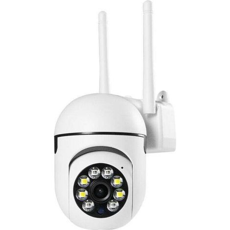 Caméra de surveillance extérieure 2MP PTZ WiFi - Rotation 360° sans fil - Vision nocturne couleur - Audio bidirectionnel - Alerte instantanée - Blanche (1/5)