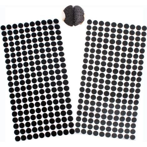 Scratch Autocollant Rond,Scratch Adhésif,Scratch Autocollant,Autocollant Double Face,Pastilles Autocollantes,200 Paires 400 Capsules 10mm Cercles avec Crochets et Boucles Auto-adhésifs (Noir) (1/5)