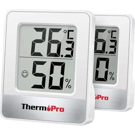 ThermoPro TP49-2 Small Digital Hygrometer Indoor Thermometer Ambient Thermometer Temperature Monitor and Humidity Meter for Home Office Comfort Reptile Thermometer, 2 Pieces (1/5)