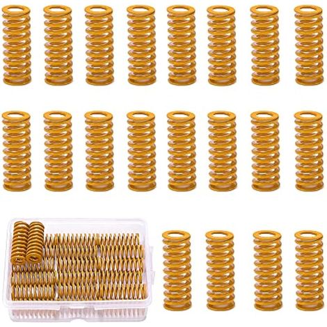 20 Pièces 8 x 20mm Ressort de Compression d'Imprimante 3D, Compression Charge légère Moulde Die Spring, pour Creality CR-10 10S S4 Ender 3 Carte Mère Bottom Connect Leveling, Jaune