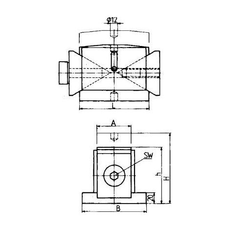 Accessoire pour bride de serrage : vérin, Réglage en hauteur h-H : 50-63 mm, Long. 63 mm, Larg. : 48 mm, OC : 8 mm, H/tr : 0,86 mm, Capacité : 40 kN (1/4)