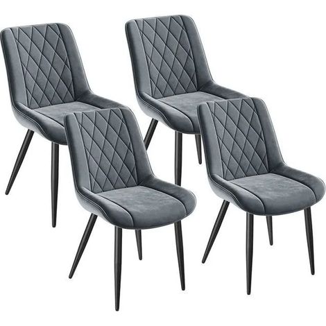 HavenlyHome - Lot de 4 Chaises Salle à Manger, Velours, Gris Foncé, Assise Rembourrée, Ergonomique, Réglables,Pour Salon Chambre à Coucher