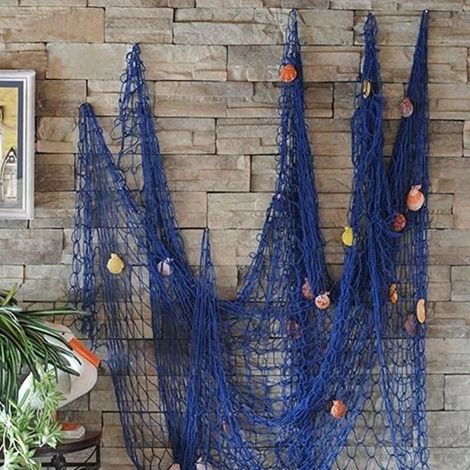 Bardusch-Filet de Pêche Décoratif - MARQUE - 200 x 150cm - Bleu - Coquillages - Installation Suspendue (1/4)