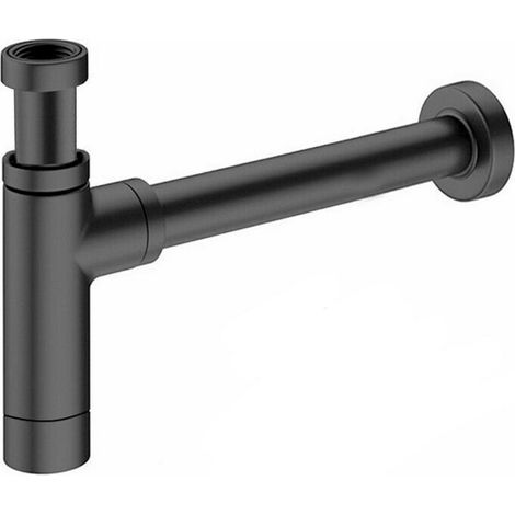 Black Matt Modern Round Bottle Trap Waste Bathroom Basin Sink Adjustable Height (1/3)