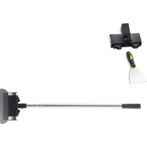 Flächenspachtel-Set mit flexiblen Edelstahlklingen 0,5 mm, 25, 60 und 80 cm, Teleskopstiel 0,89 bis 2 m für Wände und Decken (1/5)