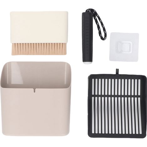 Kit de pelle à litière pour chat avec support et brosse de nettoyage, pelle à merde en acier inoxydable, tamisage efficace noir (1/5)