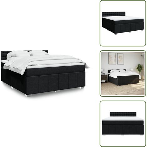 vidaXL Sommier à lattes de lit avec matelas Noir 180x200 cm Tissu (1/5)