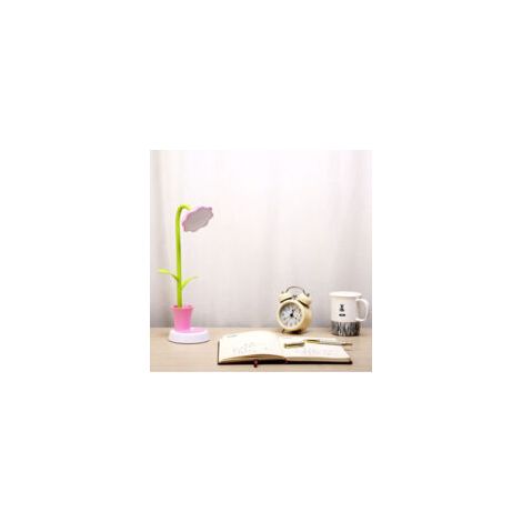 QORVA-Lampe de bureau pour enfants, rechargeable et créative, protection des yeux, lampe de table LED tactile, lampe de chevet à intensité variable avec porte-stylo