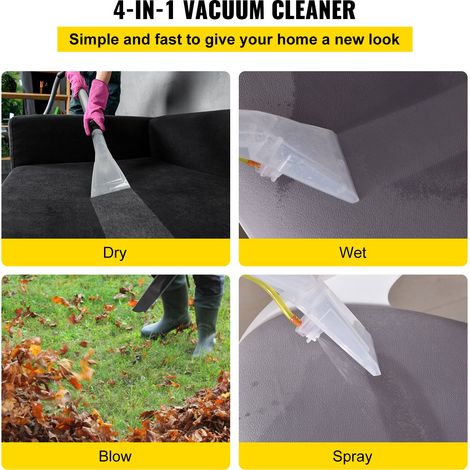 Aspirateur Eau et Poussières 4-en-1 Aspirateur Multifonction en PP 20 L 1200 W 2 CV Filtre HEPA Éponge 17 kPa avec Télécommande 5 Brosses Câble 4,5 m Tuyau 1,5 m pour Maison Garage 45x39x56,5 cm (1/5)
