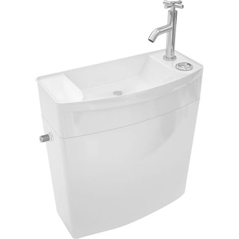 Wirquin – Réservoir wc Iseo 50720090 – Lave-mains intégré – Double chasse 3/6 L – Robinet flotteur silencieux – Polystyrène brillant