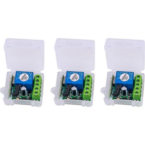 Kit de module de bouton émetteur 433 MHz avec récepteur relais RF 1 canal 12 V CC et 3 alimentations CC 12 V. Télécommande sans fil universelle 433 MHz. (1/5)