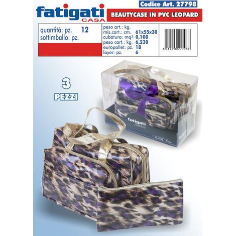 Cestino beauty case in pvc 3 pezzi zi zag