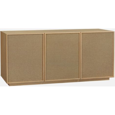 Aparador efecto madera y tela 3 puertas, 160cm (1/5)