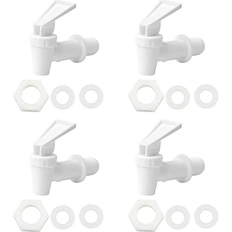 Lot de 4 distributeurs de boissons en plastique - Robinet de rechange pour distributeur d'eau - Convient pour boissons froides et chaudes, fût de bière, verre, café, jus, fontaine à boire, noir et (1/4)