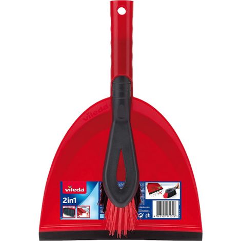 Vileda – Set de balai 2 en 1 – Pelle à poussière et balayette – Poils actifs pour saletés fines et grossières – 100% polypropylène (1/5)