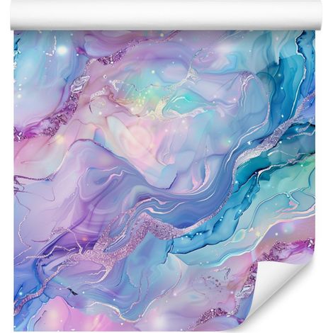 Carta da parati blu inchiostro, azzurro e viola per soggiorno e camera da letto, 50x1000 cm (1/5)