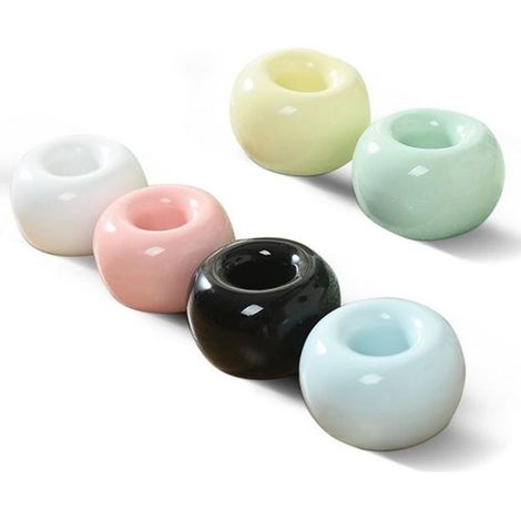 Set di 6 porta spazzolini in ceramica, a forma di mini ciambella, con supporto per spazzolini, ideale per rasoi, penne, stilo, mobili da bagno e lavabi. (1/2)