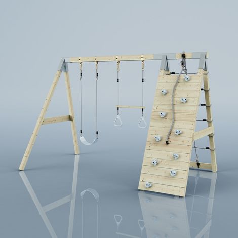 Polarplay – Structure à grimper pour enfants – Aire de jeux avec balançoire double – Dimensions 183 x 322 cm – Poids maximum 50 kg – Couleur bleu glacier - BLEU 183 X