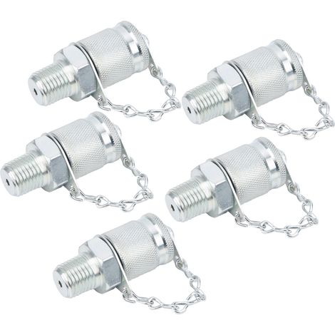 5 adaptateurs de test hydraulique, raccords de test de filetage, connecteurs de mesure de pression PT/PPTNPT1/4 (1/5)