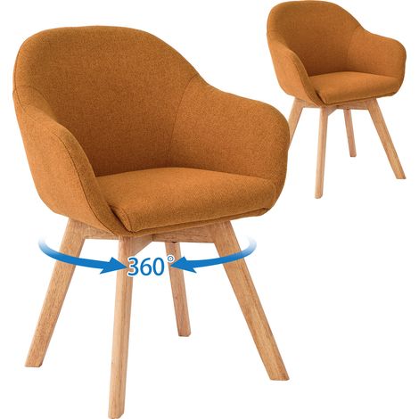 GOEURVANT Tessuto Sedia da pranzo Arancione, Set da 2, girevole 360°, sedia cucina ergonomica con braccioli e gambe in legno (1/5)