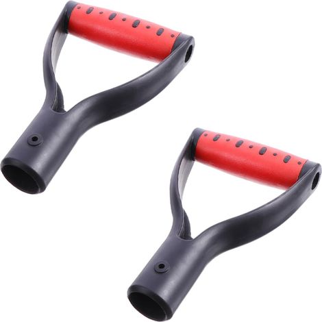 Poignée de Pelle en Plastique Forme Outils de Jardinage, Lot de 2 Pièces, Diamètre 3,2 Cm, Poignée de Remplacement Ergonomique Rouge et Noir, Accessoire Pratique pour Pelle (1/5)