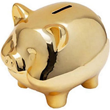 Tirelire cochon en céramique dorée, décoration intérieure mignonne et créative, cochon doré (1/4)