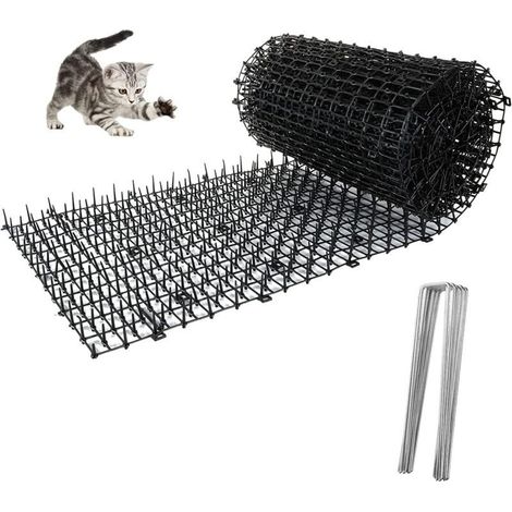 Tapis Anti-Chat avec Pointes,200x30cm Tapis de Dissuasion répulsif pour Chat Chien Animal,Avec 8 Ancrages au sol en Forme de U, Répulsif Chats Chiens Naturel & Écologique pour Jardin, Clôtures (1/5)