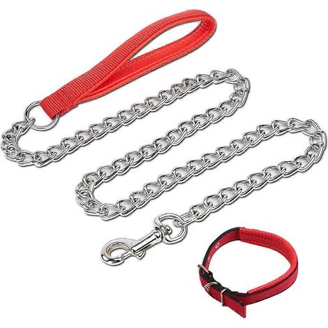 Laisse professionnelle en métal pour chien, robuste et résistante, idéale pour les chiens de taille moyenne à grande, pour l'éducation et les promenades. Résistante aux morsures et dotée d'un rembourr (1/4)