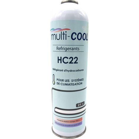 Multitanks – Canette réfrigérant multicool-R22 400g – Alternative efficace à R22, R502, R404a – Excellente efficacité énergétique – Pour systèmes de climatisation (1/2)