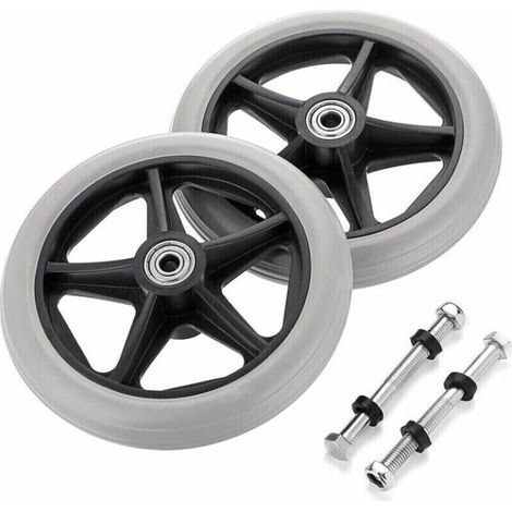 2 Stück 6-Zoll-Ersatzgummiräder für Rollstühle, Rollatoren, Gehhilfen, Vorderräder, rutschfeste Ersatzrollen, Räder, Ersatzradzubehör