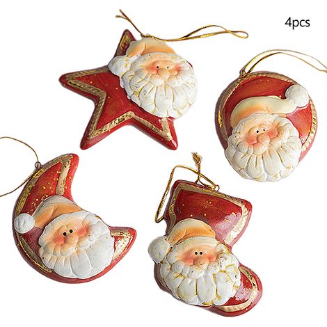 Weihnachtsmann-Weihnachtsbaumschmuck, handbemalter Stern, Baumhänger für Partys und Zuhause (1/3)