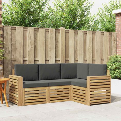 vidaXL Conjunto de sofás de exterior 4 uds. Blanco y Antracita (1/5)
