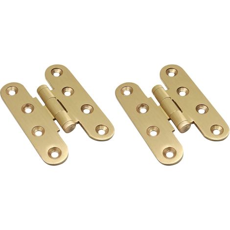 2 bisagras empotradas en H doradas para herrajes de puertas de muebles y gabinetes (1/4)