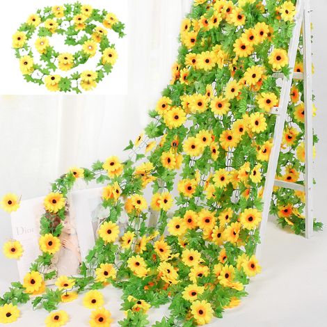 Guirlande de 4 tournesols artificiels, vigne de tournesol, fleurs artificielles-AquaForge (1/5)