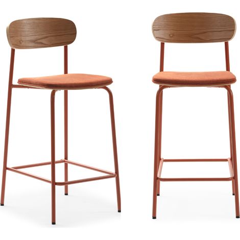 CALICOSY - Lot de 2 tabourets en tissu avec pieds en métal H66 cm - ADRIANA (1/5)