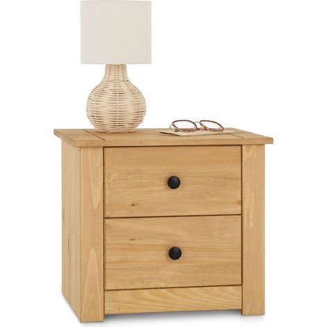 Idimex – Table de chevet en pin massif H 41 cm – Finition laquée – 2 tiroirs – Dimensions tiroirs 28,5 x 11 cm – Style épuré (1/4)