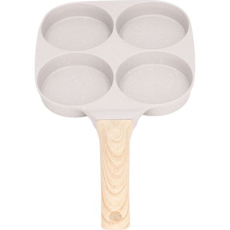 Poêle à œufs antiadhésive à fond plat en alliage d'aluminium, compatible avec les plaques à induction et les cuisinières à gaz, 4 tasses (1/5)