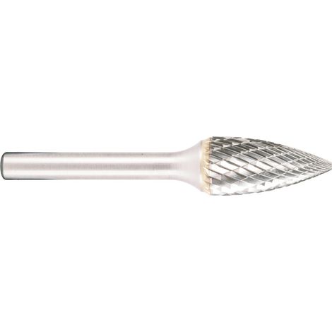 Projahn Hartmetallfräser, Form G Spitzbogen d1 6.3 mm, Schaftd. 3.0 mm Kreuzverzahnung