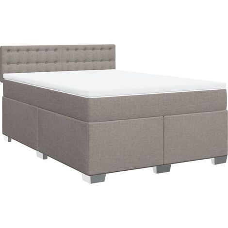 Maison Exclusive - Sommier à lattes de lit avec matelas Taupe 140x190 cm Tissu (1/5)