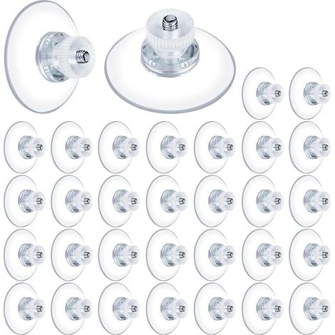 30 Saugnäpfe mit M4x10mm Gewinde, aus transparentem PVC, mit Rändelmuttern, geeignet für Fenster, Küchen und Badezimmer. (1/5)