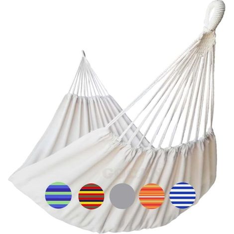 Hamac double pour 2 personnes,extra large,220x150cm,longueur totale 330 cm,charge maximale 300 kg,en toile de coton (1/5)